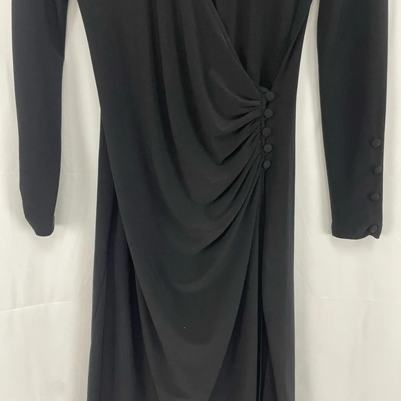 Black Button Wrap Dress Size S/M - Picture 7 of 7